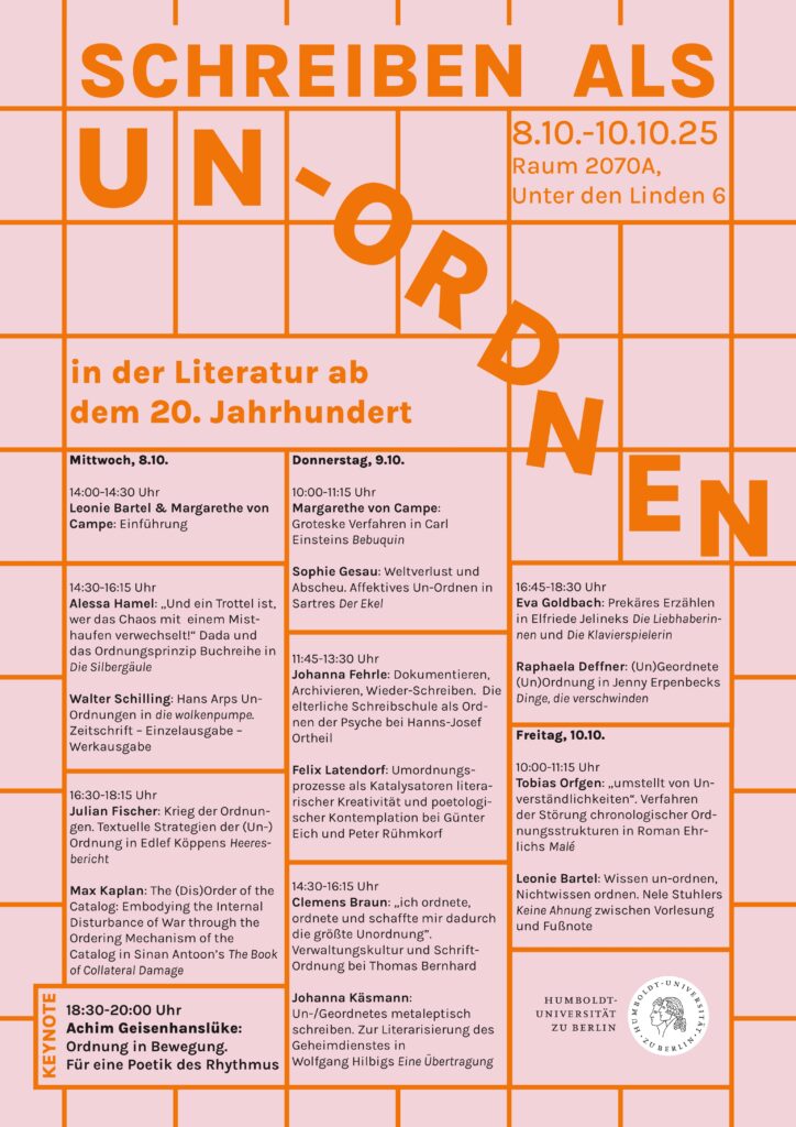 Schreiben als Un-Ordnen in der Literatur ab dem 20. Jahrhundert  